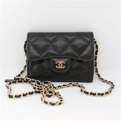 chanel mini wallet on chain caviar leather|Small leather goods — Fashion .